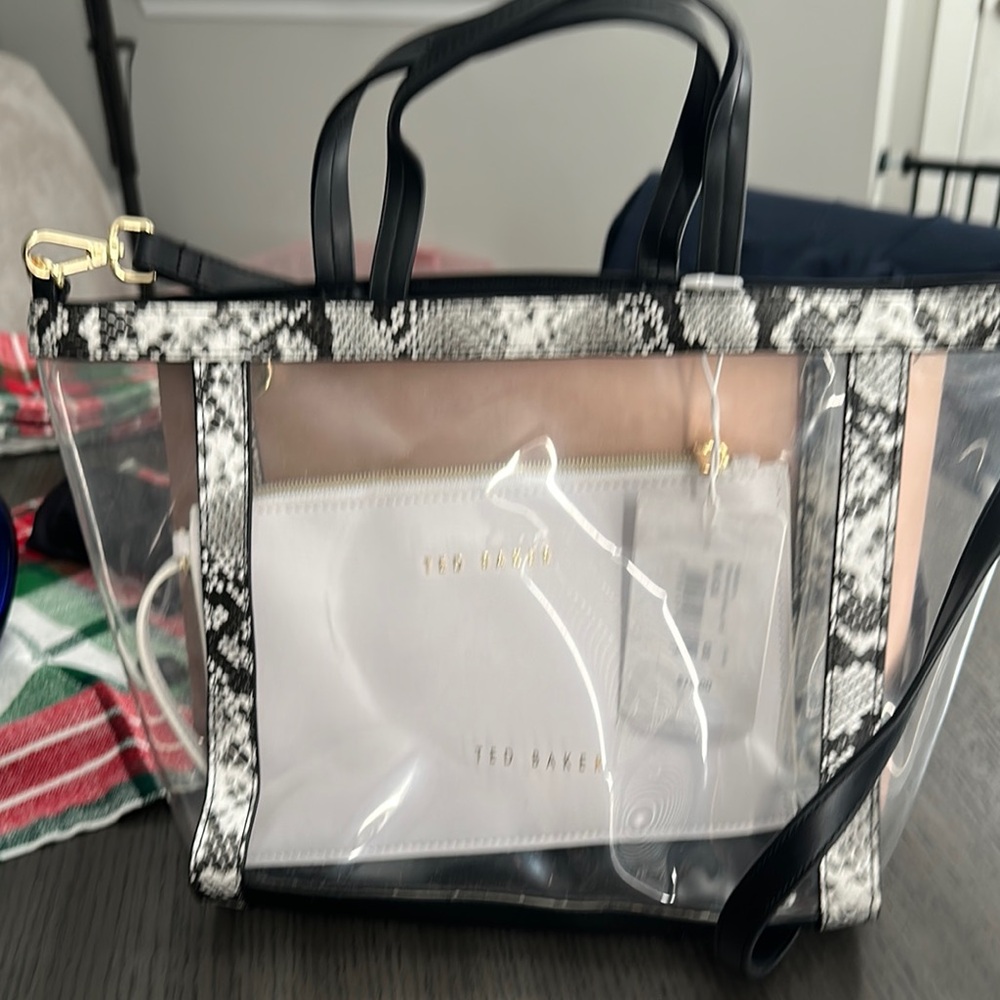 Ted Baker clear Black and White Snakeskin Trim Tote